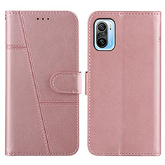 Custodia Portafoglio In Pelle Cover con Supporto Y01X per Xiaomi Redmi K40 Pro 5G Oro Rosa