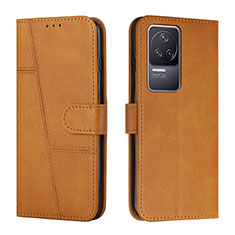 Custodia Portafoglio In Pelle Cover con Supporto Y01X per Xiaomi Redmi K50 5G Marrone Chiaro