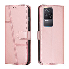 Custodia Portafoglio In Pelle Cover con Supporto Y01X per Xiaomi Redmi K50 5G Oro Rosa