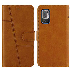 Custodia Portafoglio In Pelle Cover con Supporto Y01X per Xiaomi Redmi Note 10 5G Marrone Chiaro