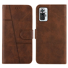 Custodia Portafoglio In Pelle Cover con Supporto Y01X per Xiaomi Redmi Note 10 Pro Max Marrone