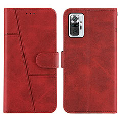 Custodia Portafoglio In Pelle Cover con Supporto Y01X per Xiaomi Redmi Note 10 Pro Max Rosso