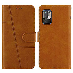 Custodia Portafoglio In Pelle Cover con Supporto Y01X per Xiaomi Redmi Note 10T 5G Marrone Chiaro