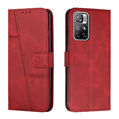 Custodia Portafoglio In Pelle Cover con Supporto Y01X per Xiaomi Redmi Note 11 5G Rosso