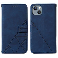 Custodia Portafoglio In Pelle Cover con Supporto Y02B per Apple iPhone 14 Blu