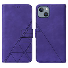 Custodia Portafoglio In Pelle Cover con Supporto Y02B per Apple iPhone 14 Plus Viola