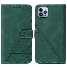 Custodia Portafoglio In Pelle Cover con Supporto Y02B per Apple iPhone 14 Pro Verde