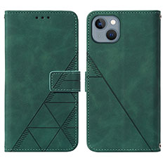 Custodia Portafoglio In Pelle Cover con Supporto Y02B per Apple iPhone 15 Verde