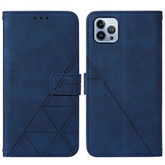 Custodia Portafoglio In Pelle Cover con Supporto Y02B per Apple iPhone 16 Pro Blu