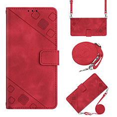 Custodia Portafoglio In Pelle Cover con Supporto Y02B per Huawei Enjoy 50 Rosso