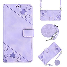 Custodia Portafoglio In Pelle Cover con Supporto Y02B per Huawei Enjoy 50 Viola