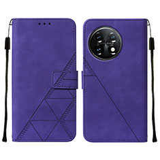 Custodia Portafoglio In Pelle Cover con Supporto Y02B per OnePlus 11 5G Viola