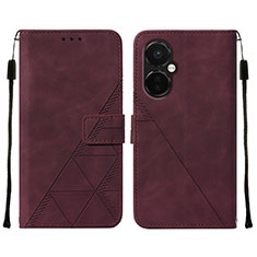 Custodia Portafoglio In Pelle Cover con Supporto Y02B per OnePlus Nord CE 3 Lite 5G Rosso