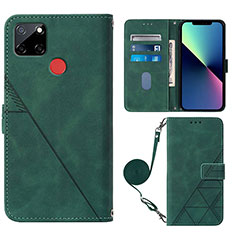 Custodia Portafoglio In Pelle Cover con Supporto Y02B per Realme 7i RMX2193 Verde