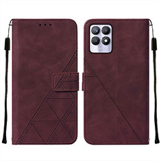 Custodia Portafoglio In Pelle Cover con Supporto Y02B per Realme 8i Rosso