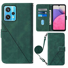 Custodia Portafoglio In Pelle Cover con Supporto Y02B per Realme 9 Pro 5G Verde