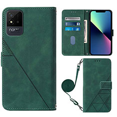 Custodia Portafoglio In Pelle Cover con Supporto Y02B per Realme C20 Verde