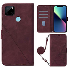 Custodia Portafoglio In Pelle Cover con Supporto Y02B per Realme C21Y Rosso