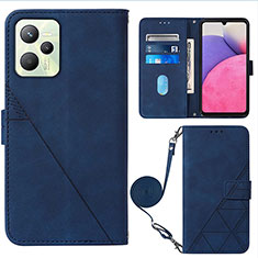 Custodia Portafoglio In Pelle Cover con Supporto Y02B per Realme C35 Blu