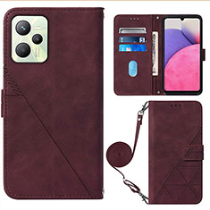 Custodia Portafoglio In Pelle Cover con Supporto Y02B per Realme C35 Rosso