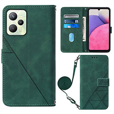 Custodia Portafoglio In Pelle Cover con Supporto Y02B per Realme C35 Verde