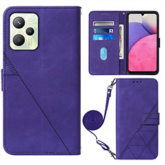 Custodia Portafoglio In Pelle Cover con Supporto Y02B per Realme C35 Viola