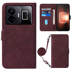 Custodia Portafoglio In Pelle Cover con Supporto Y02B per Realme GT Neo5 5G Rosso