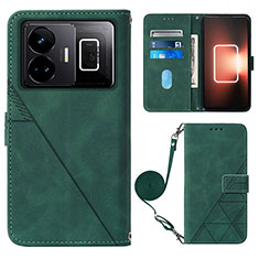 Custodia Portafoglio In Pelle Cover con Supporto Y02B per Realme GT3 5G Verde