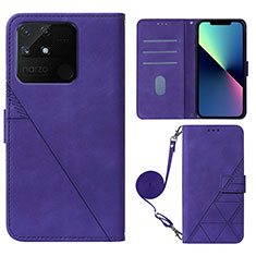 Custodia Portafoglio In Pelle Cover con Supporto Y02B per Realme Narzo 50A Viola