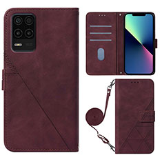 Custodia Portafoglio In Pelle Cover con Supporto Y02B per Realme V13 5G Rosso