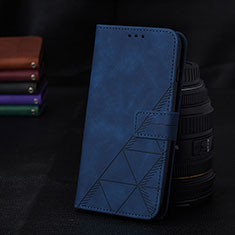 Custodia Portafoglio In Pelle Cover con Supporto Y02B per Samsung Galaxy A02 Blu