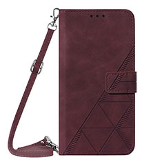 Custodia Portafoglio In Pelle Cover con Supporto Y02B per Samsung Galaxy S22 Ultra 5G Rosso