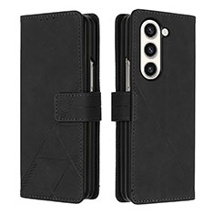 Custodia Portafoglio In Pelle Cover con Supporto Y02B per Samsung Galaxy Z Fold5 5G Nero