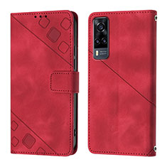 Custodia Portafoglio In Pelle Cover con Supporto Y02B per Vivo Y31 (2021) Rosso