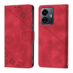 Custodia Portafoglio In Pelle Cover con Supporto Y02B per Vivo Y77 5G Rosso