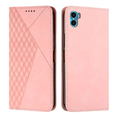 Custodia Portafoglio In Pelle Cover con Supporto Y02X per Motorola Moto E22S Oro Rosa