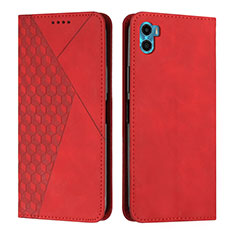 Custodia Portafoglio In Pelle Cover con Supporto Y02X per Motorola Moto E32 India Rosso