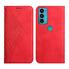 Custodia Portafoglio In Pelle Cover con Supporto Y02X per Motorola Moto Edge 20 5G Rosso