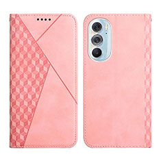 Custodia Portafoglio In Pelle Cover con Supporto Y02X per Motorola Moto Edge X30 5G Oro Rosa