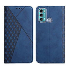 Custodia Portafoglio In Pelle Cover con Supporto Y02X per Motorola Moto G40 Fusion Blu