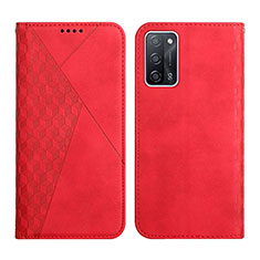 Custodia Portafoglio In Pelle Cover con Supporto Y02X per Oppo A55 5G Rosso