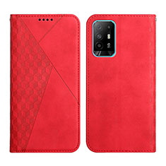 Custodia Portafoglio In Pelle Cover con Supporto Y02X per Oppo A95 5G Rosso