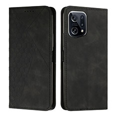 Custodia Portafoglio In Pelle Cover con Supporto Y02X per Oppo Find X5 Pro 5G Nero