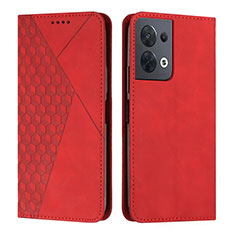 Custodia Portafoglio In Pelle Cover con Supporto Y02X per Oppo Reno9 Pro 5G Rosso