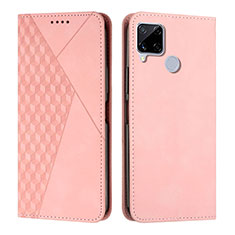 Custodia Portafoglio In Pelle Cover con Supporto Y02X per Realme C12 Oro Rosa