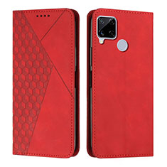 Custodia Portafoglio In Pelle Cover con Supporto Y02X per Realme C25S Rosso