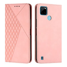 Custodia Portafoglio In Pelle Cover con Supporto Y02X per Realme C25Y India Oro Rosa