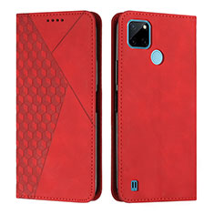 Custodia Portafoglio In Pelle Cover con Supporto Y02X per Realme C25Y India Rosso