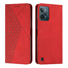 Custodia Portafoglio In Pelle Cover con Supporto Y02X per Realme C31 Rosso