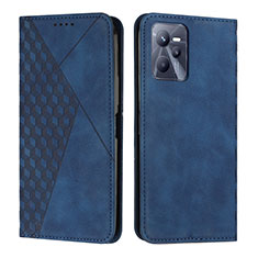 Custodia Portafoglio In Pelle Cover con Supporto Y02X per Realme C35 Blu